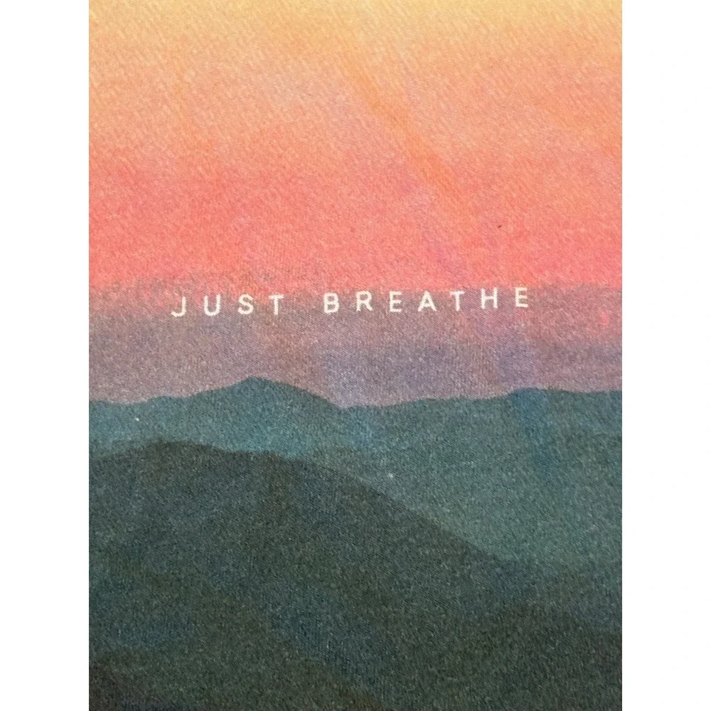 Banana Republic Eco T-Shirt Mens XL White Just Breathe Mountain Graphic Sunset